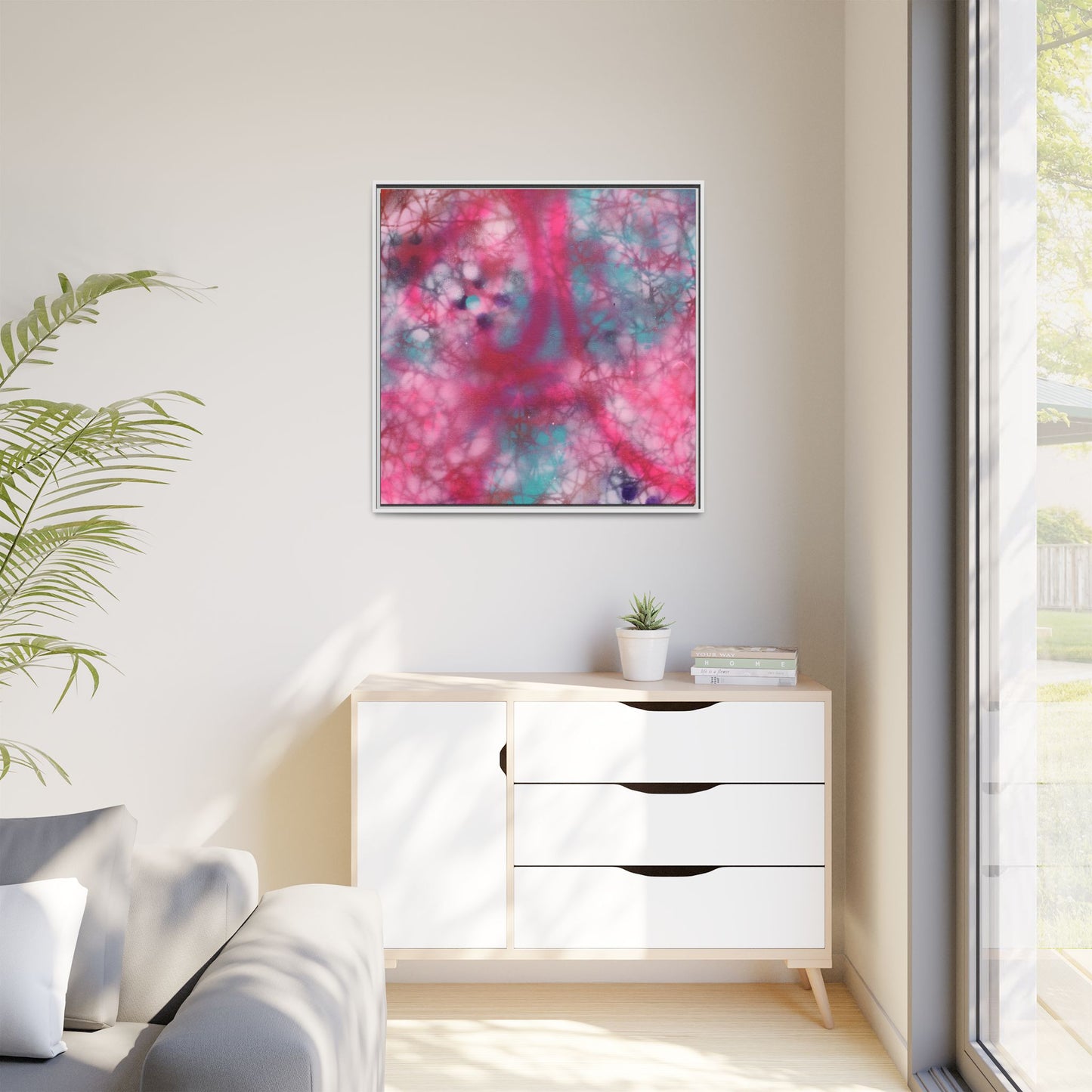 Moonlit Melody - Gallery Canvas Wraps, Square Frame  Home Decor, Matte Print, Framed Multi-color Poster, Celestial Artwork