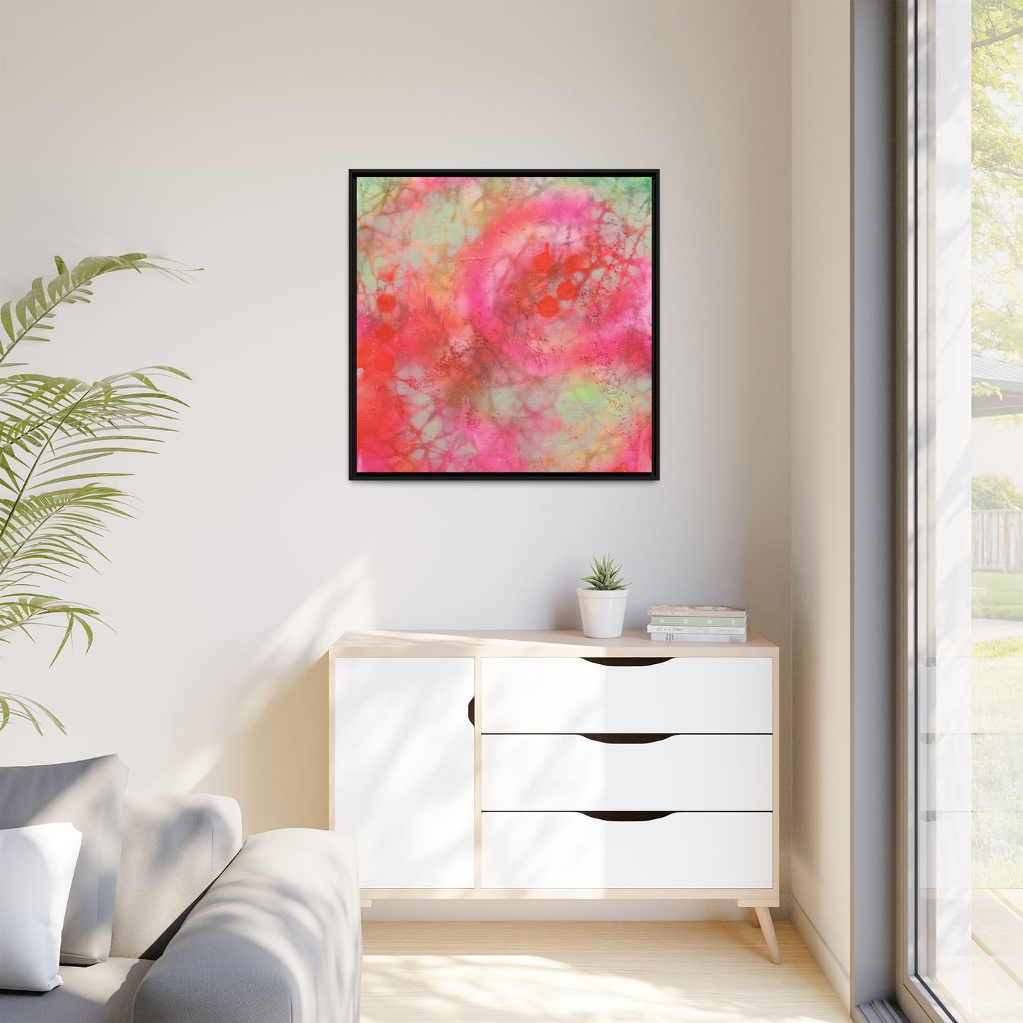 Echoes of Enchantment - Gallery Canvas Wraps, Square Frame  Home Decor, Matte Print, Framed Multi-color Poster, Celestial Artwork