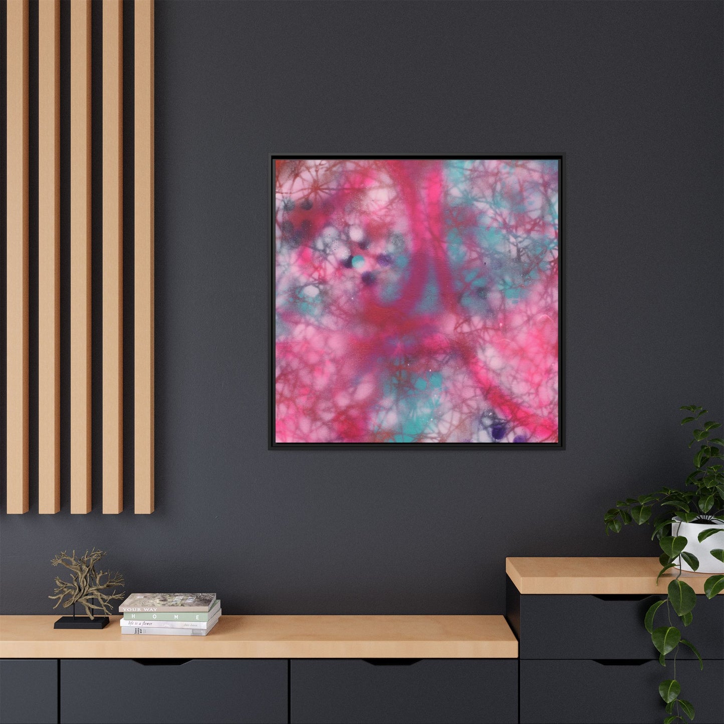 Moonlit Melody - Gallery Canvas Wraps, Square Frame  Home Decor, Matte Print, Framed Multi-color Poster, Celestial Artwork