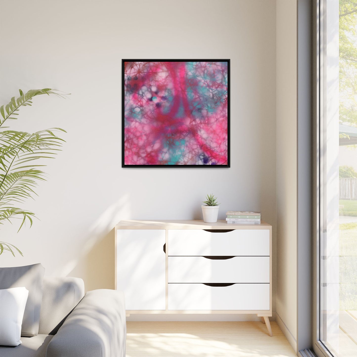 Moonlit Melody - Gallery Canvas Wraps, Square Frame  Home Decor, Matte Print, Framed Multi-color Poster, Celestial Artwork
