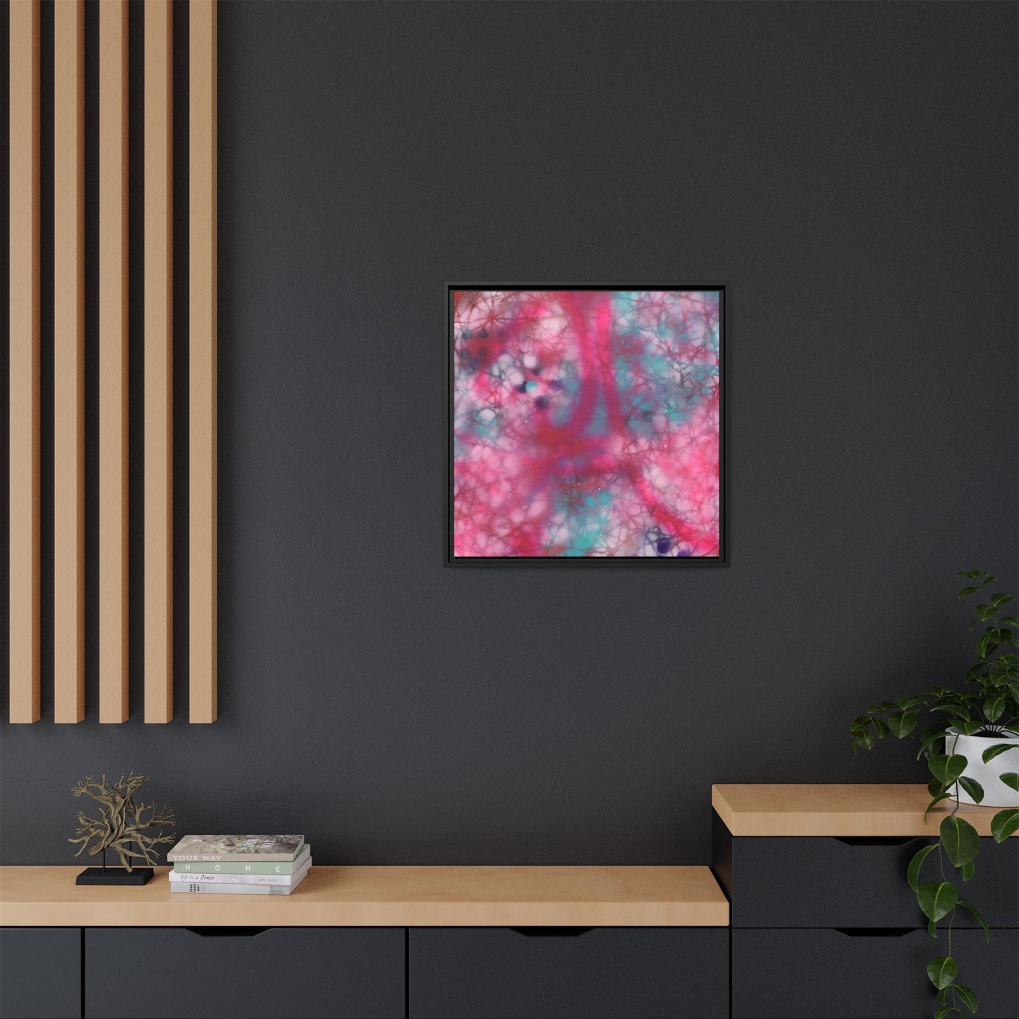 Moonlit Melody - Gallery Canvas Wraps, Square Frame  Home Decor, Matte Print, Framed Multi-color Poster, Celestial Artwork