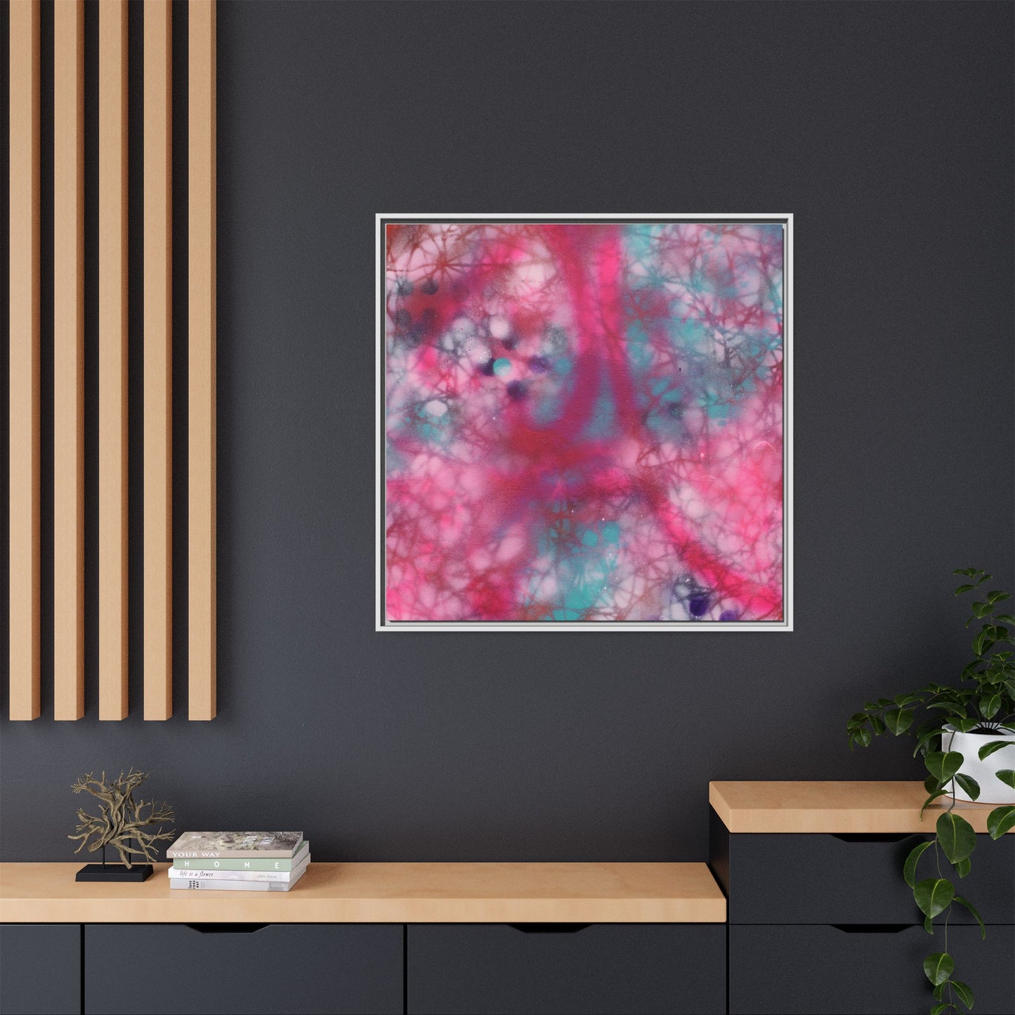 Moonlit Melody - Gallery Canvas Wraps, Square Frame  Home Decor, Matte Print, Framed Multi-color Poster, Celestial Artwork