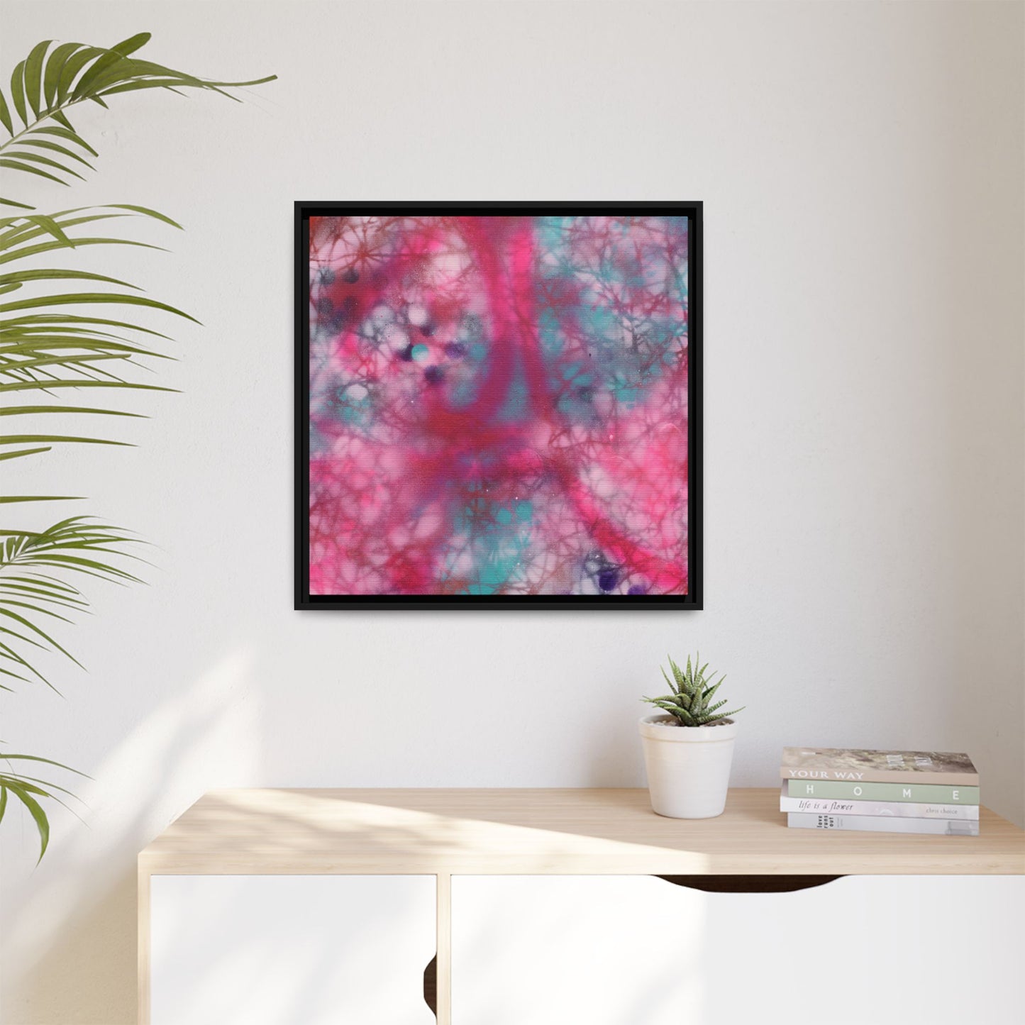 Moonlit Melody - Gallery Canvas Wraps, Square Frame  Home Decor, Matte Print, Framed Multi-color Poster, Celestial Artwork