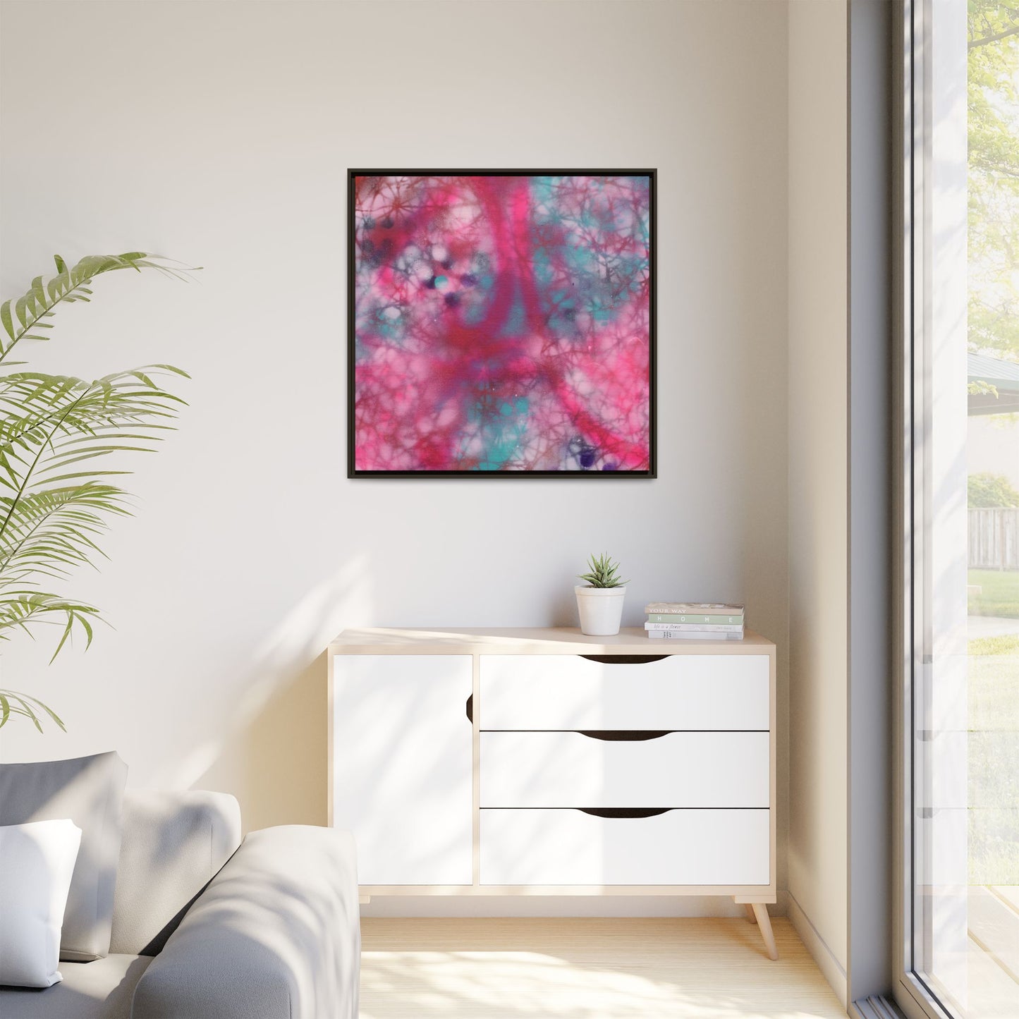 Moonlit Melody - Gallery Canvas Wraps, Square Frame  Home Decor, Matte Print, Framed Multi-color Poster, Celestial Artwork