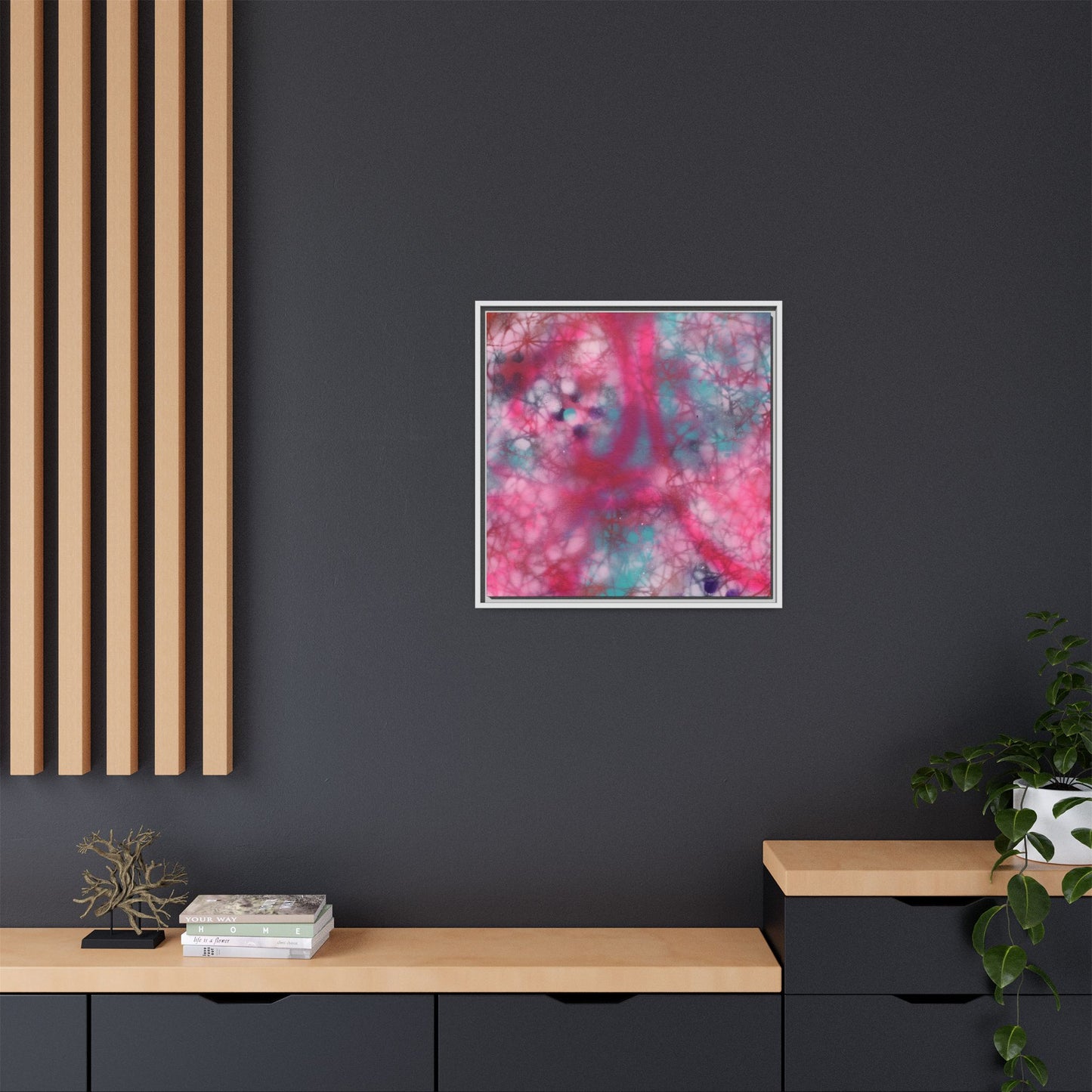 Moonlit Melody - Gallery Canvas Wraps, Square Frame  Home Decor, Matte Print, Framed Multi-color Poster, Celestial Artwork
